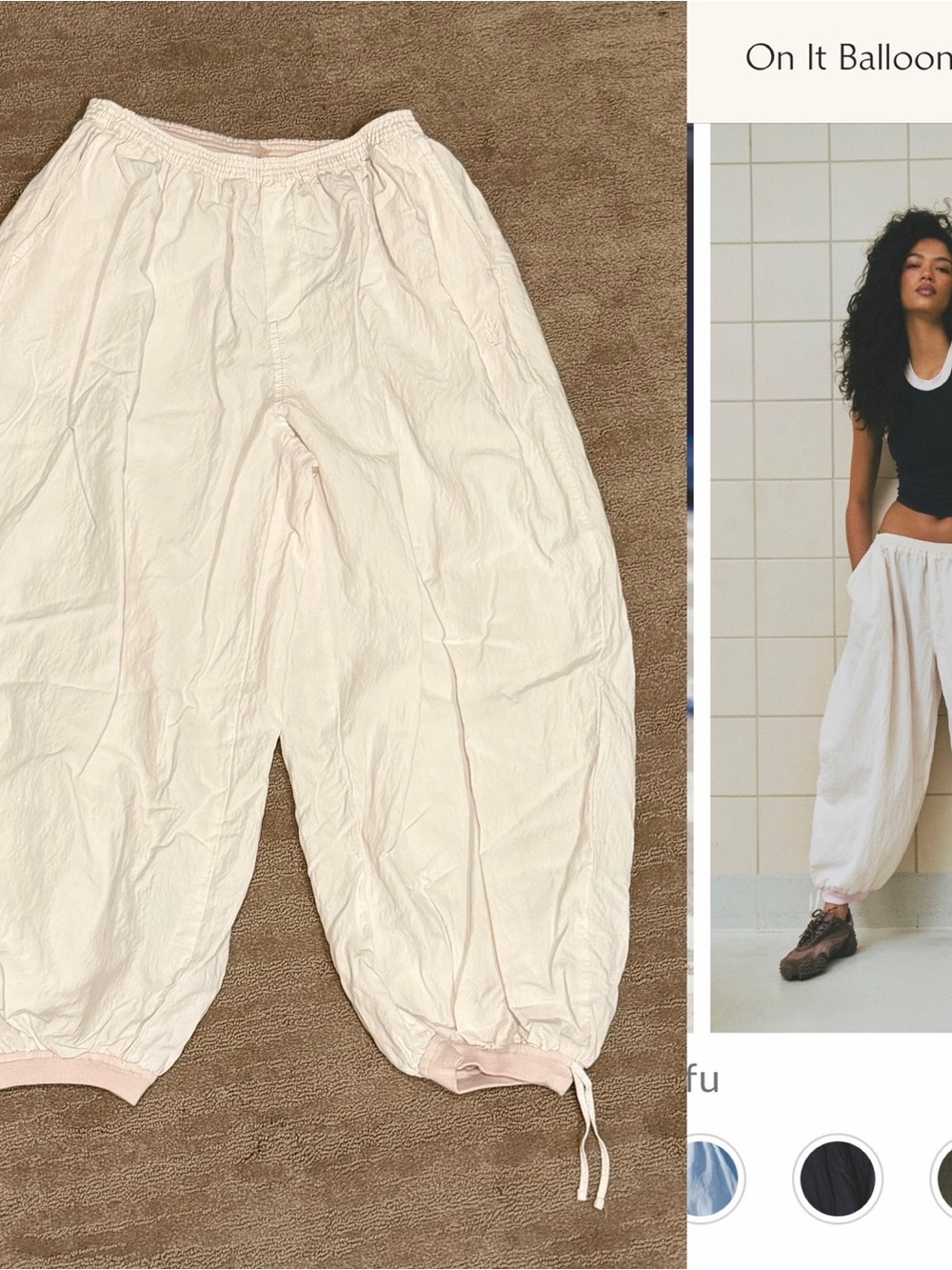 Free People On It Balloon White Track Pants